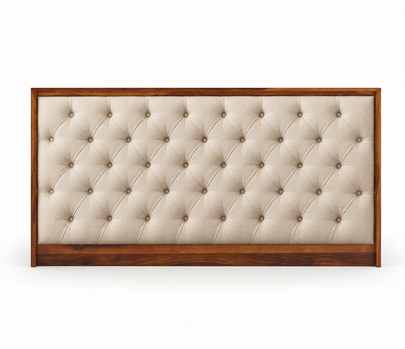 Aranya Low Profile Solid Wood Bed with Upholstered Headboard