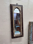 Brown and Beige Distressed Replica Long Mirror for Decor