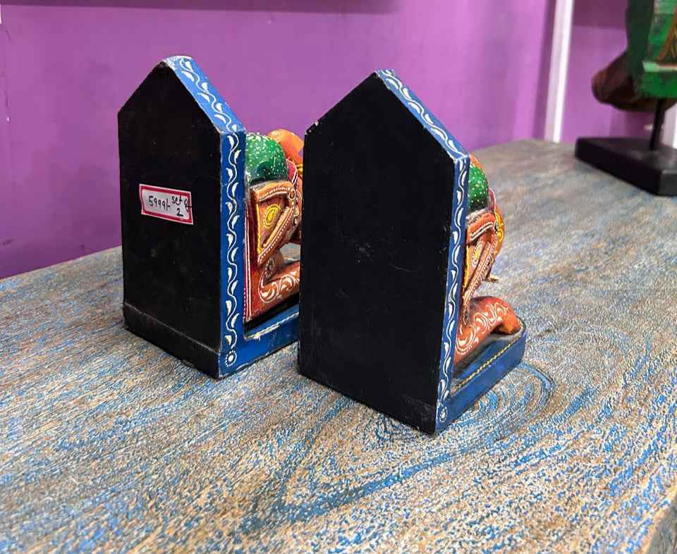 Colourful Ethnic Elephant Book Holder (Set of Two)