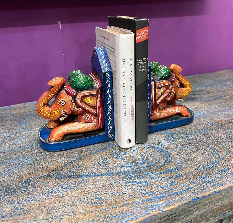 Colourful Ethnic Elephant Book Holder (Set of Two)