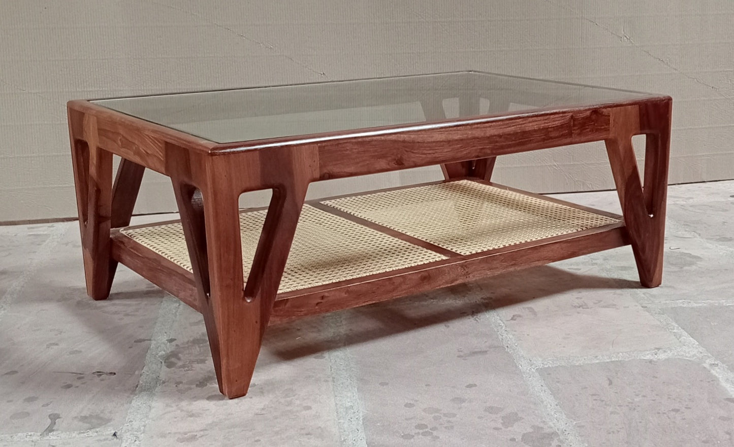 Cane Centre Table by Induscraft in Solid Sheesham Wood