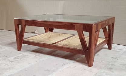 Cane Centre Table by Induscraft in Solid Sheesham Wood