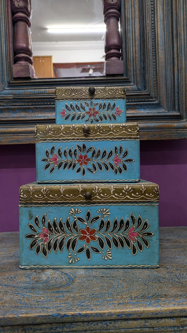 Blue Jewlery Box (Set of 3) - Induscraft
