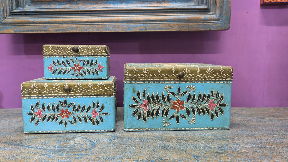 Blue Jewlery Box (Set of 3) - Induscraft