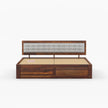 Woofa Sheesham Wood Modern Bed with Cushioned Headboard
