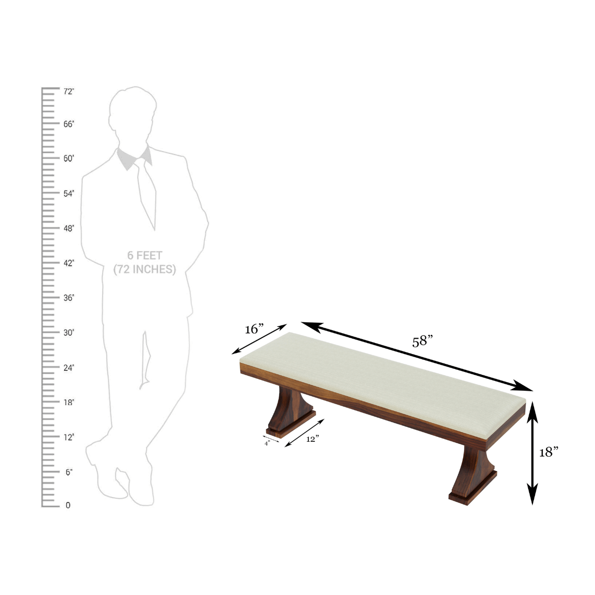 Yeshua Contemporary Sheesham 6 Seater Dining Set with Bench - Induscraft