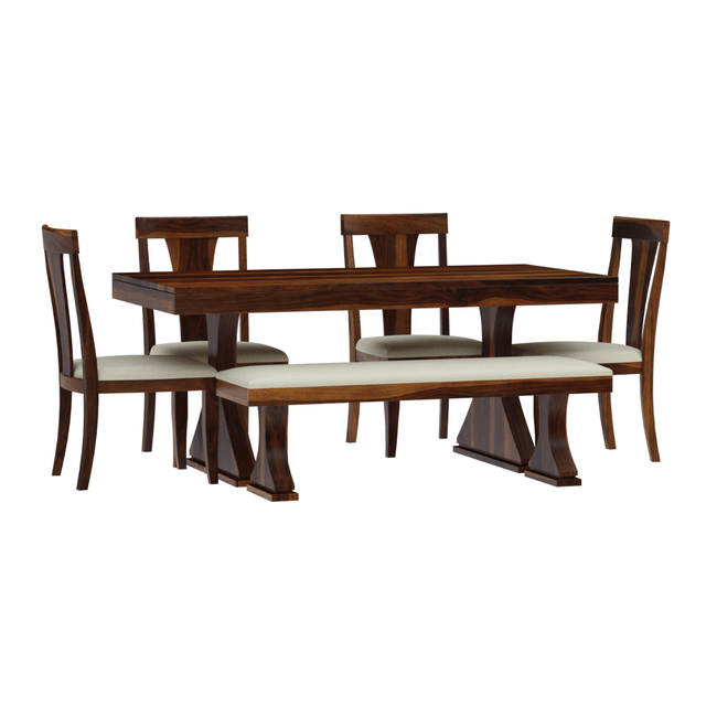 Yeshua Contemporary Sheesham 6 Seater Dining Set with Bench