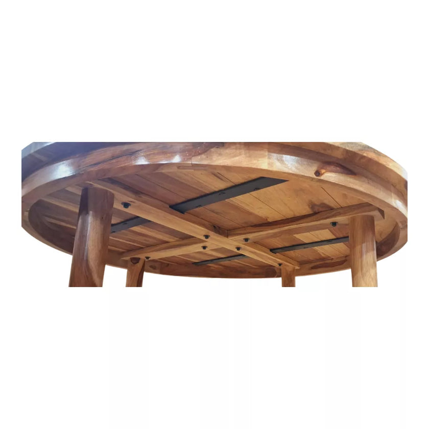 Yeshua Scandinavian Sheesham Wood 4 Seater Round Dining Table - Induscraft