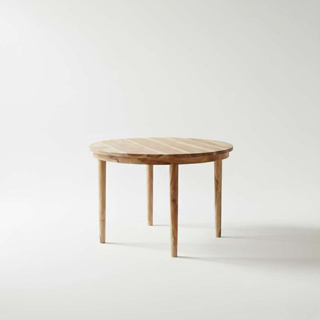 Wooden round table on a white background