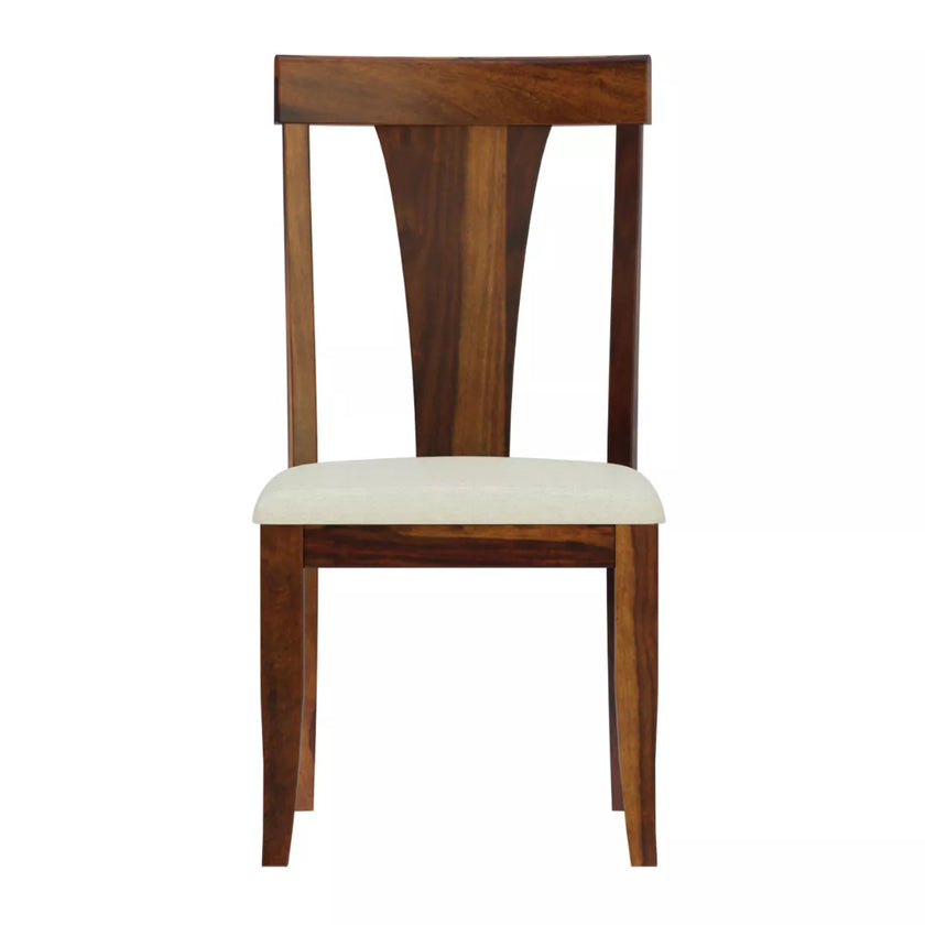 Wooden chair with a white cushion on a white background