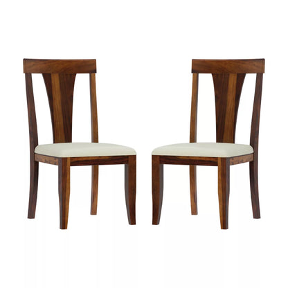 Yesua Sheesham Wood Modern Upholstered Seat Dining Chair (Set Of 2)