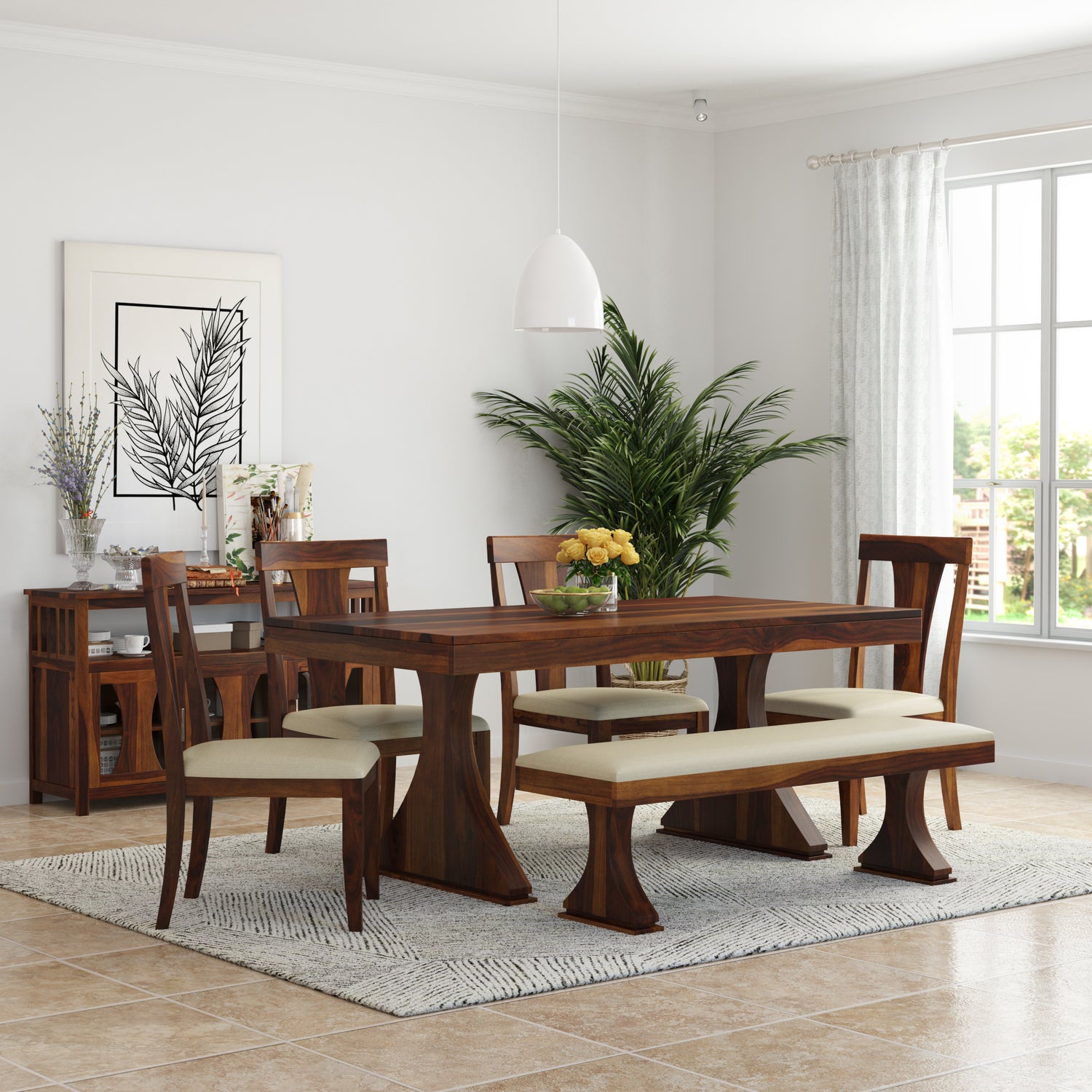 Yeshua Solid Wood Dining set : Choose a 4-Seater, 6-Seater, or Individual Pieces
