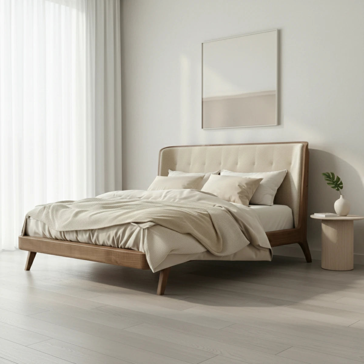 Yuki Luxury Upholstered Bed with Padded Headboard