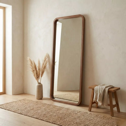 Yuki Modern Full-Length Wall Mirror with Curved Frame