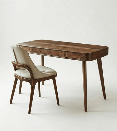 Yuki Modern Solid Wood Office Desk and Upholstered Chair - Induscraft