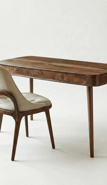 Yuki Modern Solid Wood Office Desk and Upholstered Chair - Induscraft