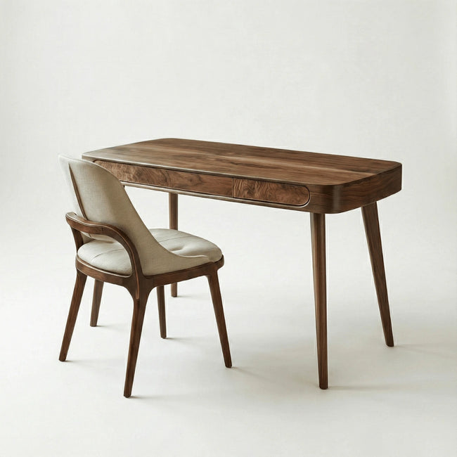 Yuki Modern Solid Wood Office Desk and Upholstered Chair - Induscraft