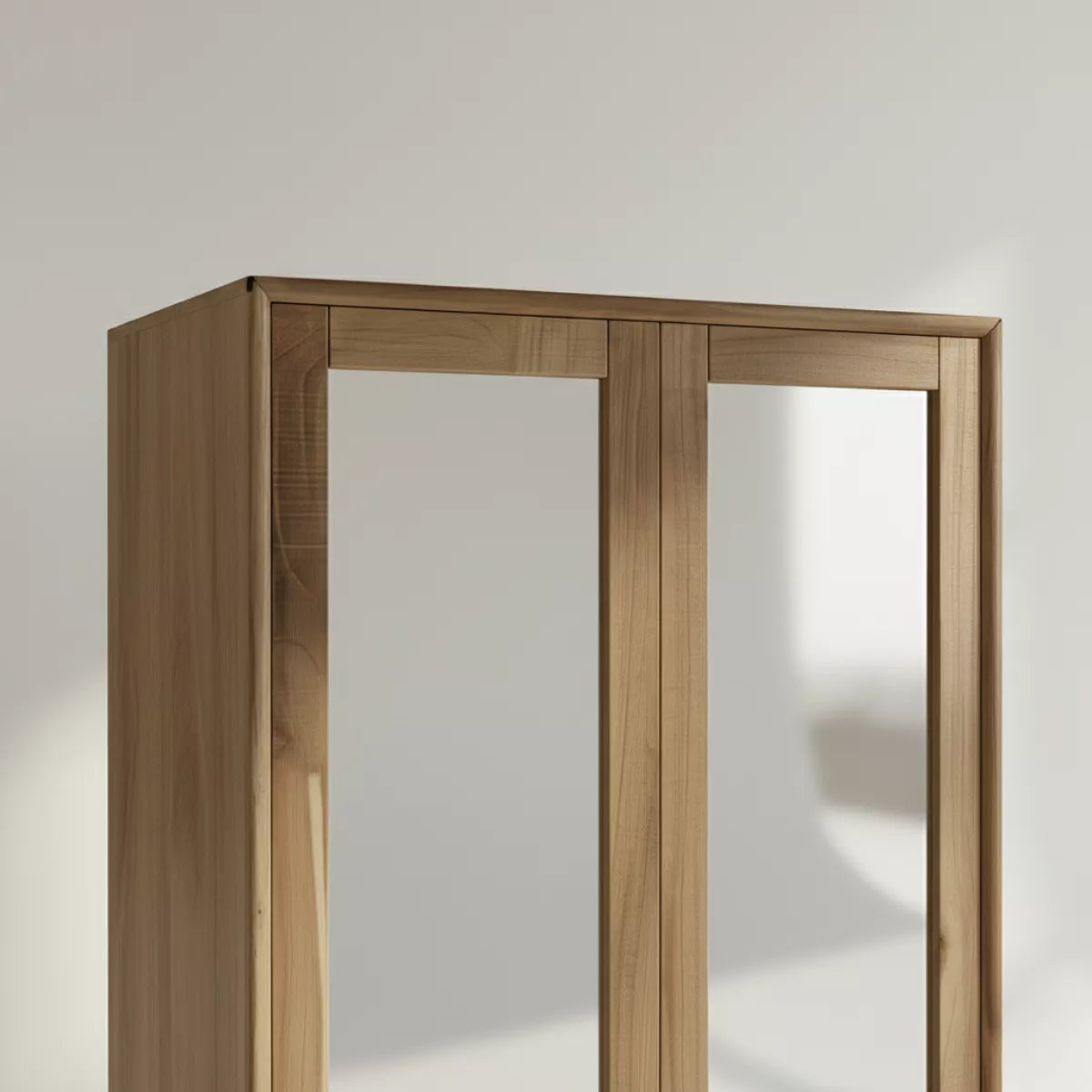 Yuki Two Door Almirah with Glass Panels and Drawer Storage