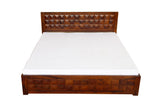 Antilla Modern Geometric Block-Patterned Sheesham Wood Bed