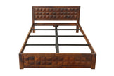 Antilla Modern Geometric Block-Patterned Sheesham Wood Bed