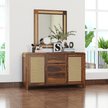 Zavya Sheesham Modern Rattan Sideboard with 2 door and 3 Drawers