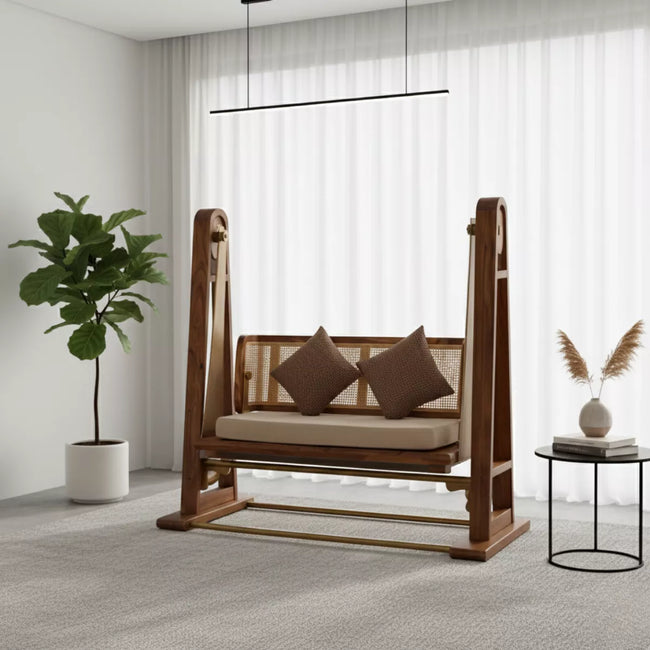 Zevra Modern Luxury Indoor Swing with Cane Detailing - Induscraft