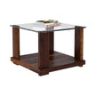 Aeron Modern Small Square Sheesham Wood Coffee Table with Glass Top - Induscraft