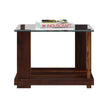 Aeron Modern Small Square Sheesham Wood Coffee Table with Glass Top - Induscraft