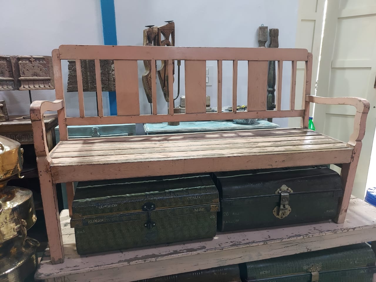 Antique Teak Wood Veranda Bench – 2 Seater (Circa 65 Years)