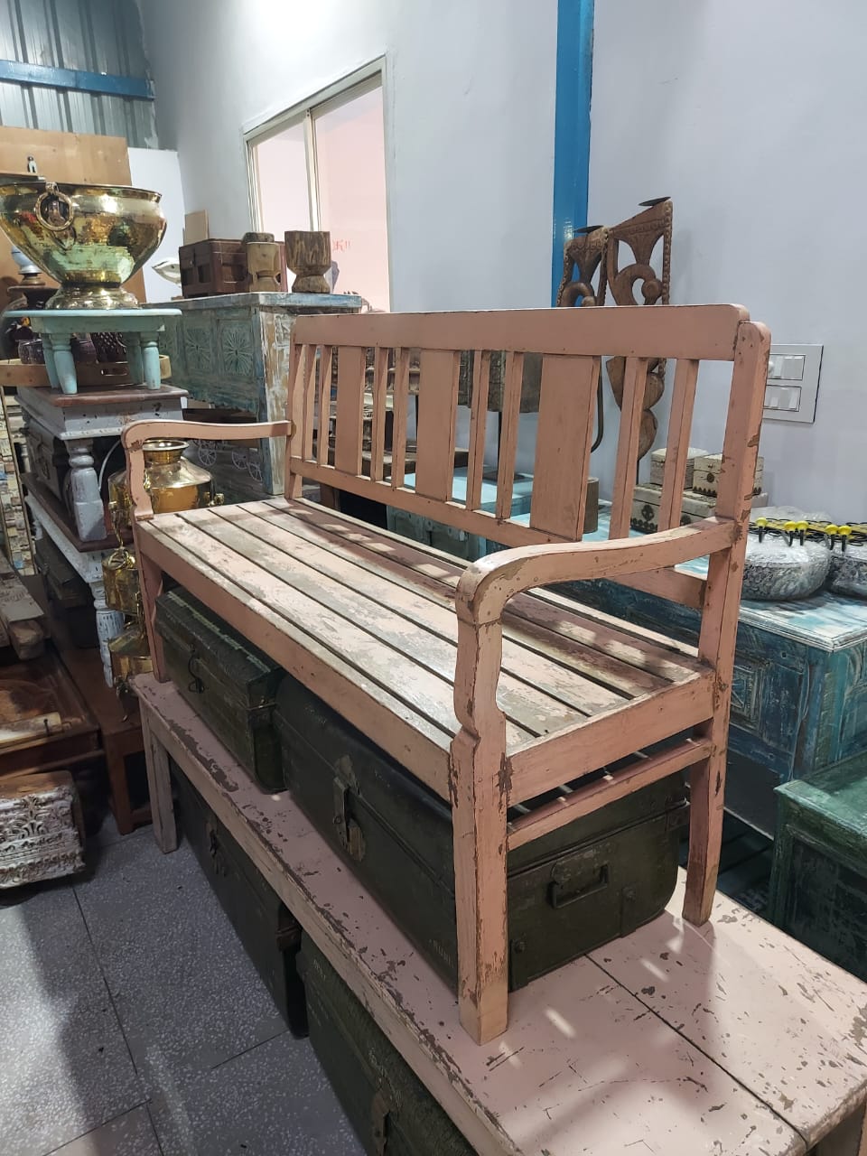 Antique Teak Wood Veranda Bench – 2 Seater (Circa 65 Years)