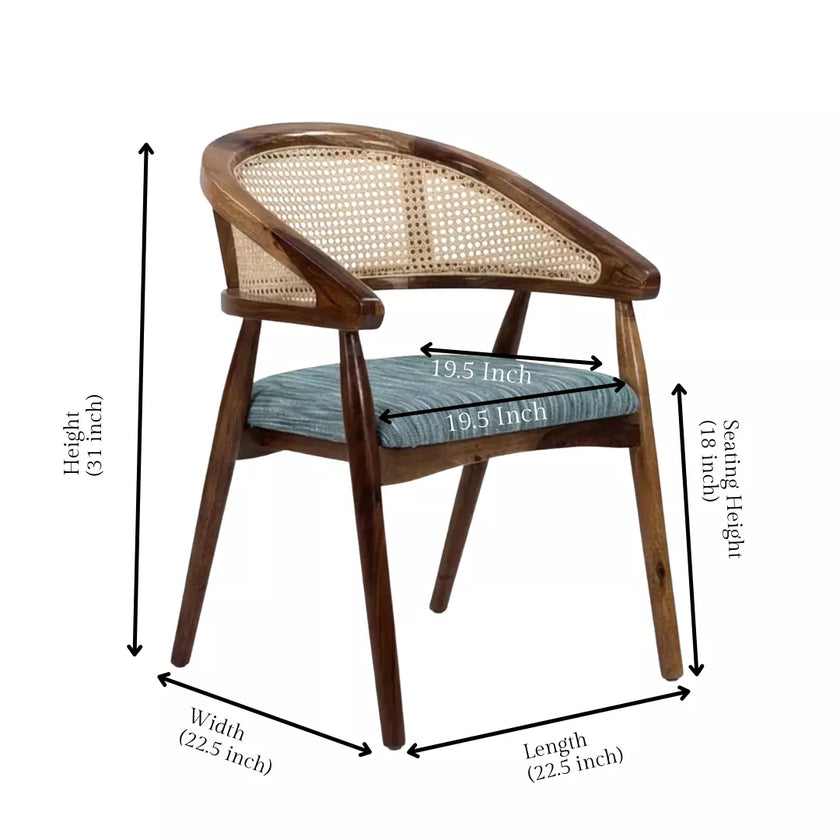 Anvira Solid Wood Oval 6 Seater Dining Set with Cane Chairs