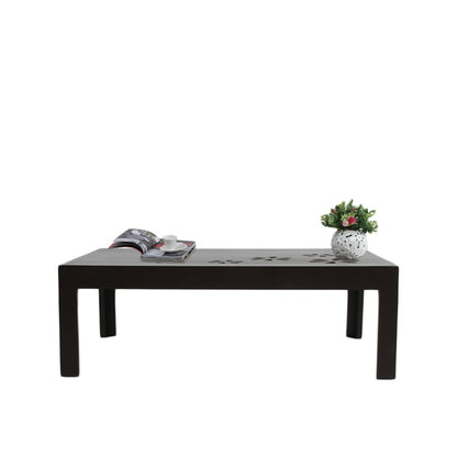 Flower Centre Table by Induscraft in Solid Sheesham Wood with Carved Floral Pattern