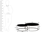Axton round coffee table set of 2 size chart with human scale reference