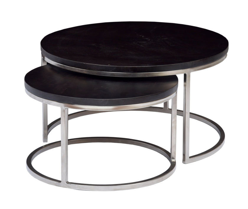 Axton round nesting coffee tables nested together