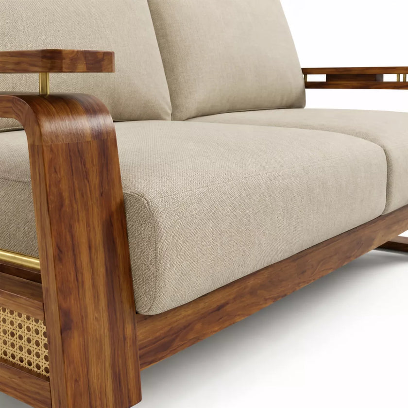 Brahmika Sheesham Wood Sofa Set with Cane Detailing