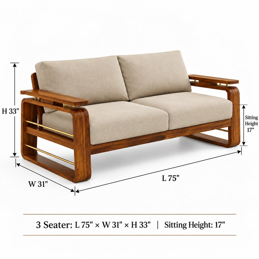 Brahmika Sheesham Wood Sofa Set with Cane Detailing