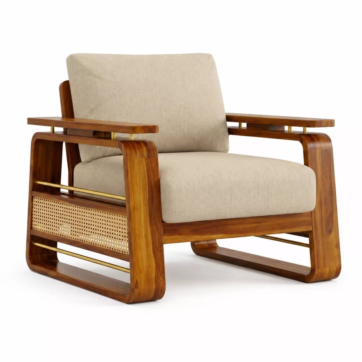 Brahmika Sheesham Wood Sofa Set with Cane Detailing