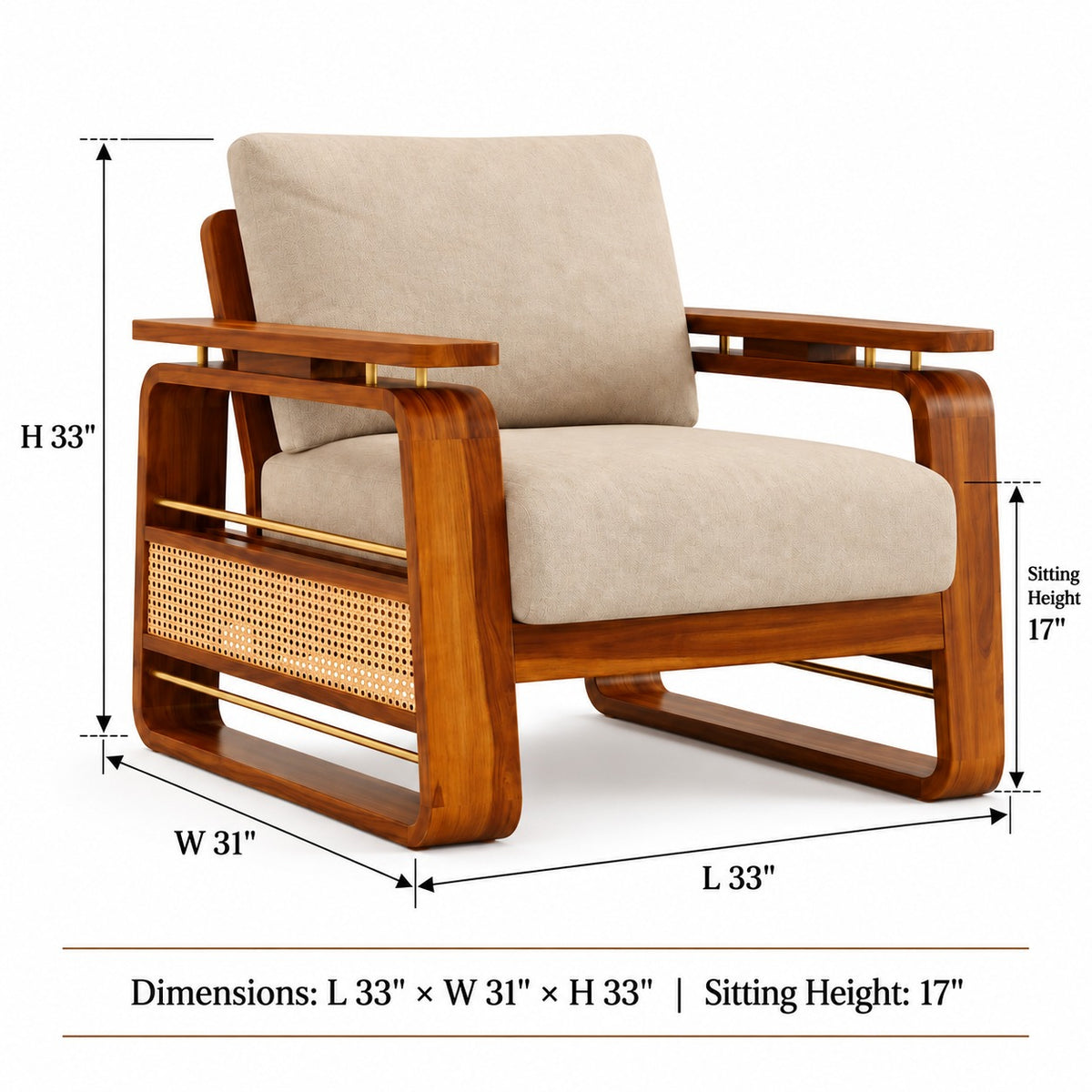 Brahmika Sheesham Wood Sofa Set with Cane Detailing