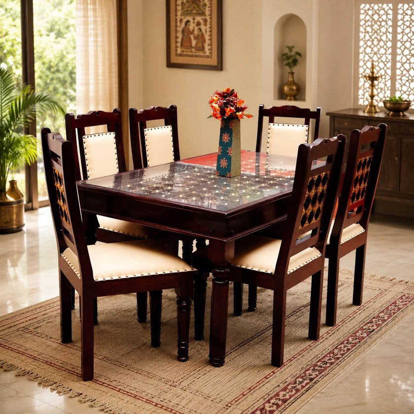 Brass Fusion Sheesham Wood Heritage Style Royal Dining Set