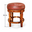 Chakravan Carved Round Wooden Stool with Cushion Seat