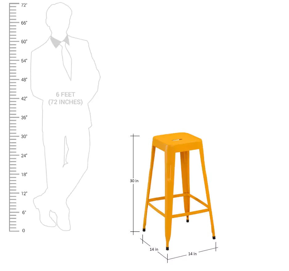 Pop Modern Square Seat Counter Height Yellow Metal Bar Stool Dimensions