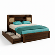 Cosmo Cane Panel Headboard Storage Solid Sheesham Wood Bed