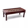 Door panel inspired sheesham wood Rajasthani traditional center table with brass work