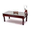 Rajasthani door panel center table with glass top styled with brass decor