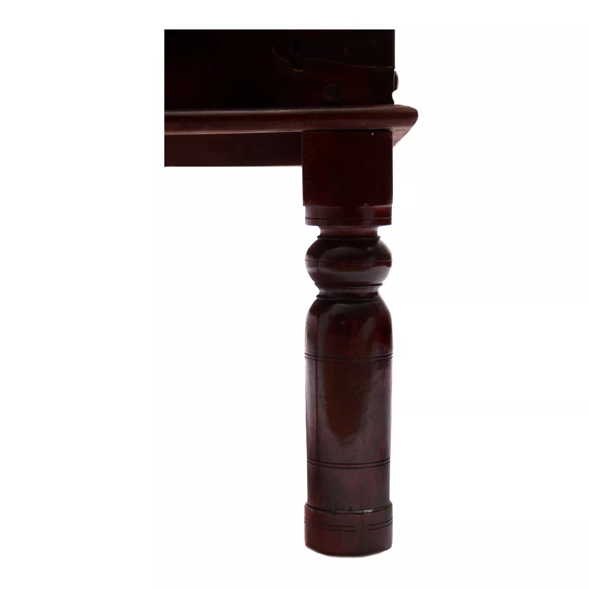 Turned sheesham wood leg detail of Rajasthani center table