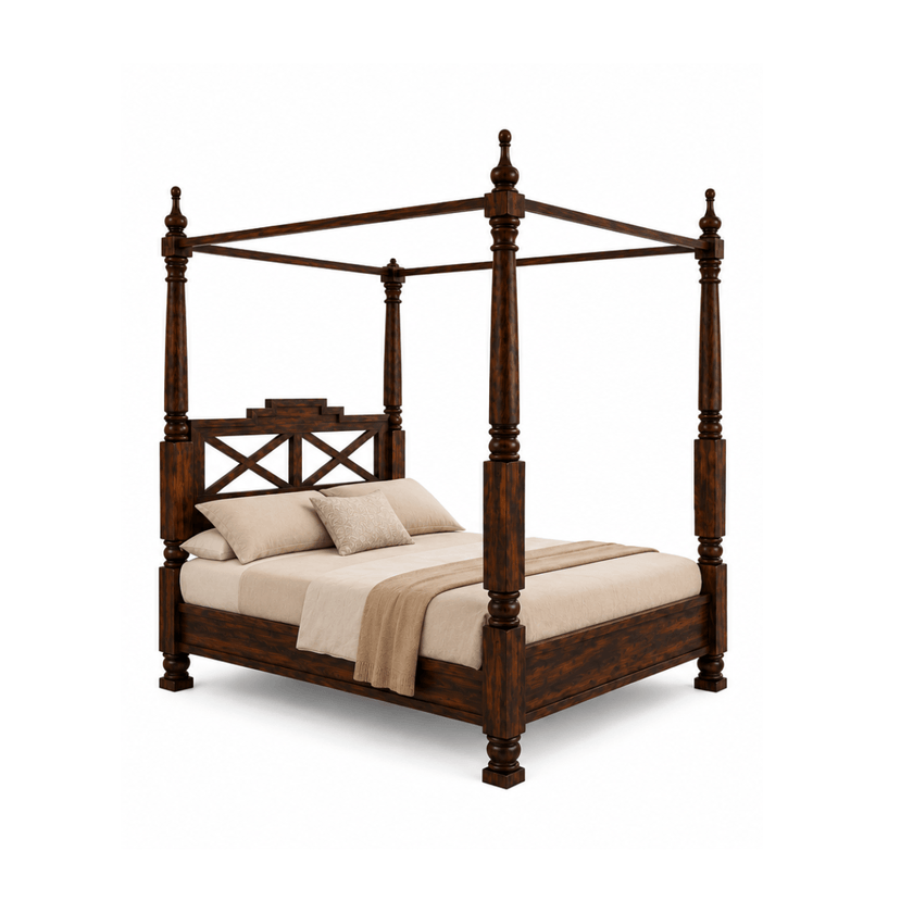Dryad Four Poster Solid Sheesham Wood Canopy Bed
