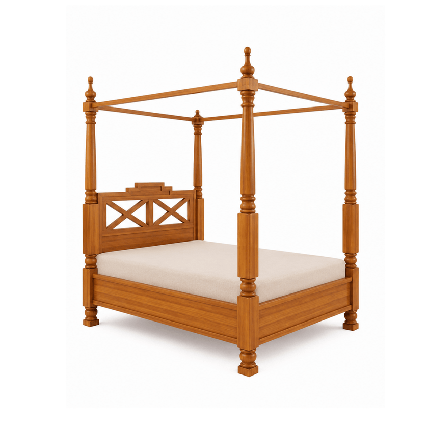Dryad Four Poster Solid Sheesham Wood Canopy Bed