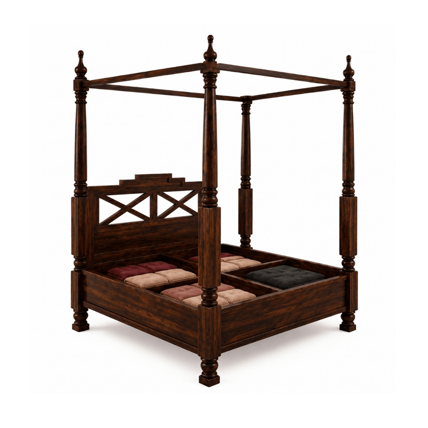 Dryad Four Poster Solid Sheesham Wood Canopy Bed