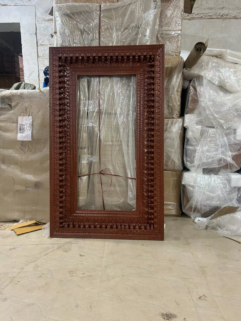 Dvitya Handcrafted Wooden Mirror Frame in Distressed Finish