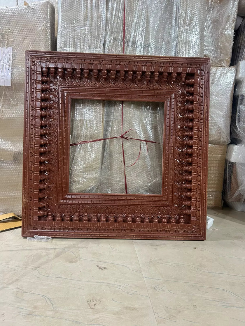Dvitya Handcrafted Wooden Mirror Frame in Distressed Finish